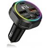 Syluxa Trasmettitore FM per auto USB C 3 in 1 Caricabatteria da auto Adattatore Bluetooth 5.3 USB A 3.1A + USB C 3.1A per telefoni cellulari e chiavette USB Compatibile con iPhone/Android
