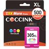 COCCINK 305 XL Cartuccia per HP 305 Colore DeskJet 2820e 4200e 2800e 2823e | DeskJet 4220e 4222e 4230e 2821e 2822e 2810e 4210e 2700 2720e 2700e Envy 6032e 6432e 6000 6400 COCCINK Cartucce 305XL