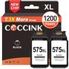 COCCINK 575 XL Cartucce per Canon 575 Nero 2 Pack Pixma TS3752i TS3751i | Pixma TS3550i TS3551i TS3750i TR4750i TR4751i TR4755i TR4756i COCCINK Cartucce 575XL