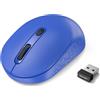 TECKNET Mouse Bluetooth, Mouse Wireless con 3 Modalità (BT5.2/3.0 e 2.4G) | 1600 DPI Ottico Silenzioso Mouse Senza Fili Compatibile con PC, Mac, laptop, iPad,Portatile, Blu