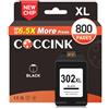 COCCINK 302 XL Cartuccia per HP 302 Nero Envy 4520 4522 4523 4524 4525 4527 | OfficeJet 3830 3833 3831 3834 3835 4650 4651 5220 5230 Deskjet 3639 3630 3636 3633 3634 1110 1111 2130 COCCINK Cartucce 302XL