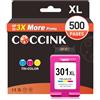 COCCINK 301 XL Cartuccia per HP 301 Colore Envy 4500 5530 4502 4503 5532 5534 | Deskjet 2050 2540 2510 1510 1050 3055 Officejet 4630 2620 4636 4639 2622 2624 COCCINK Cartuccia 301XL
