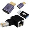 YINGAYOU Adattatore USB C 40Gbps Adattatore HDMI 2.1 8K@60Hz 4pcs | Adattatore RJ45 Maschio Femmina Adattatore USB 3.2 10Gbps Ricarica Rapida con Trasferimento Dati per Laptop, PC e Monitor