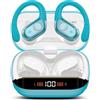 Qecnato Cuffie Bluetooth Senza Fili, Auricolari Bluetooth 5.4 con Stereo HiFi, 75 Ore, Auricolari con 4 ENC Mic, Display LED, IP7 impermeabili Cuffiette Wireless per Jogging, Lavoro, Blu