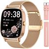 coioc Smartwatch Donna,2 Cinturini,Risposta/Effettuazione Chiamate,Schermo Ultra Nitido1.85'' HD,Fitness Tracker Frequenza Cardiaca/Sonno/SpO2,Compatibile IOS/Android,120+Modalità Sportive,IP68 Dorato