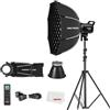 Godox SL60II-D - Kit di luci LED per video, set di luci continue, softbox quadrato, supporto per luce, telecomando e griglia a nido d'ape per registrazione video in studio, film, podcast