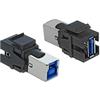 DeLOCK 86395 modulo Keystone 86395, Piatto, Nero, USB A, USB B, Femmina, Femmina