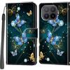 PHINIENLAND Cover per Xiaomi 17T Pro custodia portafoglio Farfalla | 3 scomparti carte, 1 tasca banconote, Chiusura magnetica, Supporto, Pelle PU flip cover per Xiaomi 17T Pro
