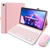 HLTOOP Custodia con Tastiera Francese per Lenovo Tab M10 Plus 3Rd 10,6 (2022) | Tastiera Bluetooth Magnetica Rimovibile, Layout Francese AZERTY, Mouse A Doppia Modalità,Rosa