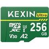 KEXIN Ultra - Scheda di memoria microSDXC UHS-I da 256 GB fino a 160 MB/s | con adattatore, per droni, action cam e smartphone, A2, C10, U3, V30, Full HD, 4K,