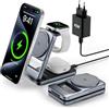 Yaskyly Caricatore Wireless Qi2.2 25W, 3 in 1 Stazione di Ricarica per apple17 16 15 14 13 12, per apple orologio e auricolari pieghevole caricatore magsafe con 45W adattatore