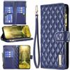 Rnrieyta Miagon per Honor X8b Cerniera Custodia,Rombo Portafoglio Borsa Borsetta con 9 Slot per Schede Tasca Magnetico PU Pelle Flip Cordino Cover