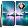 PHINIENLAND Cover per Honor Magic8 Lite / X70 / X9d custodia portafoglio Aurora | 3 scomparti carte, 1 tasca banconote, Chiusura magnetica, Supporto, Pelle PU flip cover per Honor X70 / X9d