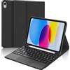 WINCHKING Tastiera per iPad A16 11 Generazione 11 2025/10 Generazione 10.9 2022 | Custodia Bluetooth Tastiera per iPad A16 11/10 Gen con Touchpad, Cover Keyboard Staccabile, Italiano QWERTY, Nero