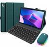 HLTOOP Custodia con Tastiera Francese per Lenovo Tab M10 Plus 3Rd 10,6 (2022) | Tastiera Bluetooth Magnetica Rimovibile, Layout Francese AZERTY, Mouse A Doppia Modalità,Dark green