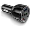 FUANA Caricabatteria da auto in metallo a 6 porte doppio per USB C per pd 30W | 2 porte USB-A e 4 per porte USB-C, per ricarica rapida qc3.0, alimentazione simultanea multi-dispositivo