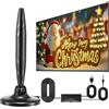 LQIESDD Antenna DVB-T/T2 con amplificatore, antenna da camera per TV, antenna TV con base magnetica rinforzata, oltre 560 miglia e ricezione a 360°, supporta canali HD 4K/1080P.
