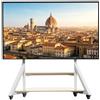 UNHO Supporto TV da Pavimento con Ruote per 65-100 Pollici Schermi Giganti | Mobile Porta TV da Terra, Peso Max 100kg Regolabile in Altezza, Ripiani in Legno, Max VESA 800x600mm, Bianco
