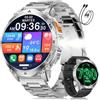 SUNKTA Orologio intelligente da uomo 730 mAh grande batteria 1,7 HD Bluetooth chiamate per iOS Android Smartwatch Militare Sportive fitness,Monitoraggio della salute,sonno,3 braccialetti,Argento