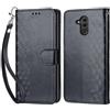 KENHONER Custodia per Huawei Mate 20 lite Cover, Nero | Portafoglio in Pelle PU Retro, Antiurto Flip, Slot per Schede, Funzione Stand, Chiusura Magnetica