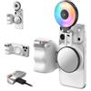 TELESIN Fun Shot - Impugnatura magnetica per fotocamera per cellulare + luce magnetica per selfie RGB 4 in 1 (nero), kit bundle, compatibile con iPhone Magsafe e Android, kit creativo per selfie
