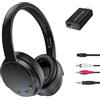 SuperPower Cuffie TV Wireless per Anziani con AptX Low Latency, Cuffie Over-Ear con Trasmettitore USB, Uscite Ottica/RCA/AUX/USB, Portata 30m, Autonomia 20H, Suono Più Forte & Chiaro Seniors