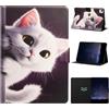 Generico DayQiQiPu Custodia per Honor Pad X9a (‎ELN2-W29) / Pad X9 Pro (11,5 Pollici) Portafoglio con Caso a ribalta in Pelle PU Sottile Cover intelligente con Auto Wake/Sleep Motivo Gatto Bianco 02