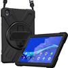 ProCase Custodia Cover per Lenovo Tab K10(TB-X6C6F/X6C6X) M10 FHD Plus 10.3 Pollici(TB-X606F/TB-X606X) Cover in Silicone, Rugged Custodia Protettiva Antiurto con Manico, Tracolla e Cavalletto -Nero