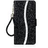 Tiyoo Custodia protettiva per Samsung S20FE 5G Custodia a libro S20 FE 5G Bling Glitter Case 3D Glitter Cuoio Portafoglio Cover con Chiusura Magnetica con Cordino (Nero)