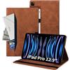 Auslbin Cover Compatibile con iPad Pro 12.9 6a/5a/4a Generazione Custodia di Tablet in Pelle PU in Stile Classico Anti-Fall Case di Scheda Protettiva con iPad Pro 12.9 2022/2021/2020 Marrone