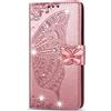 TUUNKMUY Cover per ZTE Blade A76 5G Brillante Diamante PU Antiurto Custodia Flip Pelle Case Portafoglio Protezione Morbida Slim Silicone Wallet Cover Magnete Cover Telefono per ZTE Blade A76 5G Oro