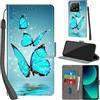 PHINIENLAND Cover per Xiaomi 13T / 13T Pro custodia portafoglio Turquoise | 3 scomparti carte, 1 tasca banconote, Chiusura magnetica, Supporto, Pelle PU flip cover per Redmi K60 Ultra