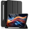 Vobafe Cover per Samsung Galaxy Tab S10 Lite/S10 FE/S9 FE/S9, Nero | Custodia in TPU sottile con alloggiamento per S Pen, risveglio/sospensione automatica e supporto a tripla piega
