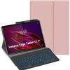 YHFZR Custodia con tastiera per Lenovo Yoga Tab da 11,1 pollici 2025, QWERTZ tedesco, ultrasottile, con illuminazione a 7 colori, tastiera wireless con custodia protettiva, rosa