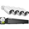 SANNCE Kit Videosorveglianza Esterno PoE 3MP, 1TB HDD 8CH NVR 4K + 4 Telecamere da Esterno Bullet IP 3MP con Rilevamento di Persone, Audio Bidirezionale, Visione Notturna a 30m, IP67 Impermeabile