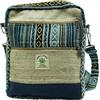 Fwosi Borsa a tracolla in canapa himalayana, stile etnico boho, design multi-tasca, motivo kashmir blu