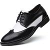 XJSDJHOUNT Scarpe Eleganti for Uomo Stringate Bicolore Punta dell'ala Scarpe Derby Bianche e Nere Tacco a Blocchi in Pelle PU Antiscivolo Low Top Suola in Gomma Matrimonio