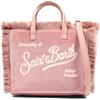 Saint Barth MC2 Borsa Vanity Mini in Velluto Rosa | 20 x 19 x 10 cm, Tracolla Rimovibile, Frange Decorative, Logo Ricamato, Tasca Interna
