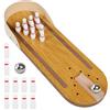 QYEHF Mini Bowling in Legno, Giochi da Bowling,10 Scrivania in Legno Bowling per Bambini Minigiochi Giocattolo Antistress Set