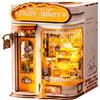 ROBOTIME Fluffy Bakery Book Nook con luci LED per libreria | Casa delle bambole in miniatura fai da te puzzle 3D in legno a scatto senza colla decorazione in stile europeo regalo