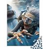 ZRHSADO Shark 1000 Componenti Carta Ecologica Shark Diver Art Puzzle Familiare Fan Dei Rompicapo Intrattenimento Fine Settimana A Domicilio Divertente 52x38cm/1000pcs