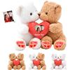 JABECODIFA Orsacchiotto personalizzato con cuore, Hugging Teddy Bear Orsacchiotti abbraccio Ti Amo regali per Lei Lui a San Valentino Anniversario Natale 2 Pezzi, 25cm