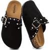 Yenxapei Sabot Bambine Scamosciata, Rivetti Zoccoli Bambino, Sughero Pantofole | Bambina Ciabatte con Fibbia Regolabile, Bambini Semichiusi Sandali in Pelle, Punta Chiusa Scarpe Comode