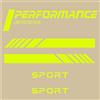 Generico Kit 5 Adesivi Performance Sport Hi Tech specchietti fiancate Cofano Auto Decalcomanie Scegli Colore -cod.1943 (029 Giallo Fluo)
