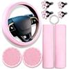 FM2018XSL Kit Coprivolante in Pelle PU da 10 Pezzi, Decorazioni Interni Auto,Rosa | Universale per Volanti da 38Cm, Colori Disponibili, Installazione Semplice, Uso in Tutte Le Stagioni