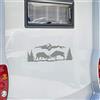 Pimastickerslab Kit 1 Adesivo stickers camper MONTAGNA ALBERI NATURA SOLE -caravan roulotte- decal scegli colore cod.1833 (074 GRIGIO MEDIO, cm 40 x 16)