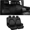 JNNJ 9 Pezzi Coprisedili per Auto, Coprisedili Universali in Pelle Traspirante, Set Copri-Sedile per Anteriori E Posteriori, Set Completo Di Accessori Interni per Autos Veicolo SUV(Nero)