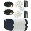 beaufan Set di 16 filtri compatibili con i filtri esterni Tetra EX 1200/1500 Plus per acquari, con filtro FF FilterFloss Fine L, anelli in ceramica e carbone filtrante, per acquari fino a 600 litri