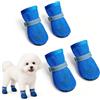 Reaorktic 4 Pezzi Scarpe per Cani, Traspiranti e Resistenti Scarpette Cane | Antiscivolo per Cani, Chiusura in Velcro Regolabili Scarpe Cane con Strisce Riflettenti, per Media e Grande Taglia(XL, Blu)