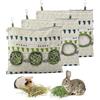 xtemtoamz Porta Fieno per Conigli Cavia da Appendere, Sacco Fieno 3 Fori Motivo Albero Bianco, antispilluzzo per Coniglio Nano Orecchie Cadenti, Ideale per Gabbie a Griglia, 38x28cm, 3 Pezzi